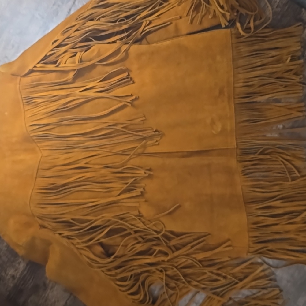 VINTAGE Men’s Fringe Suede Jacket - Burnt Orange Brown Sz‎ L / XL - Picture 6 of 14